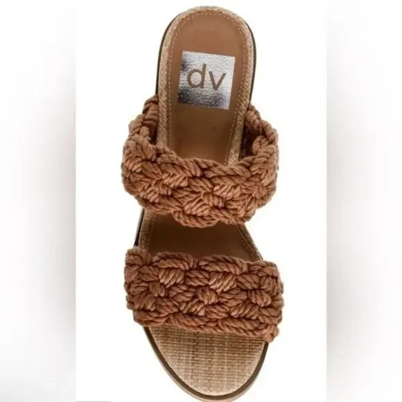 DV by Dolce Vita Roulette Toffee Brown Woven Block Heel Sandals Women’s 10 - Picture 4 of 12
